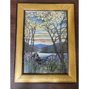 Tiffany Gold Framed Reprint of Magnolias and Irises